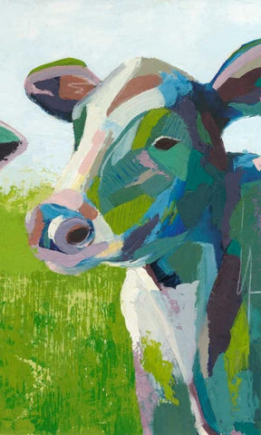 Painterly Cow III White Modern Wood Framed Art Print with Double Matting by Popp, Grace