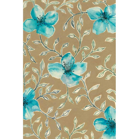 Gilded Blue Flowers II Gold Ornate Wood Framed Art Print with Double Matting by Popp, Grace