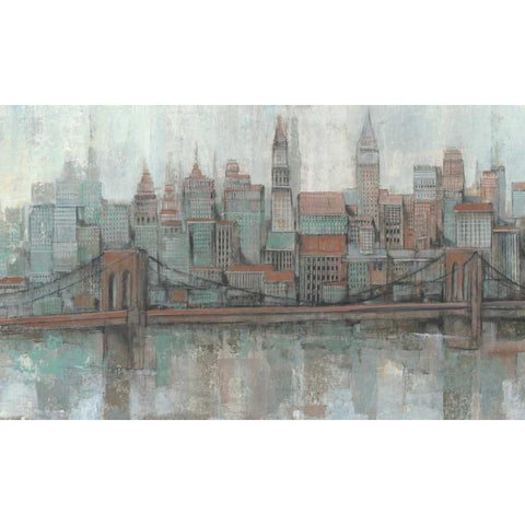 City Center II Black Modern Wood Framed Art Print with Double Matting by OToole, Tim