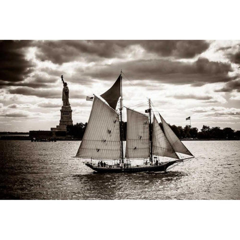 The Clipper and the Liberty Black Modern Wood Framed Art Print with Double Matting by Brooknam, John