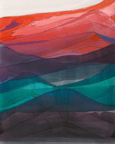 Red Hills I Black Ornate Wood Framed Art Print with Double Matting by Fuchs, Jodi