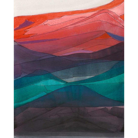 Red Hills I Black Modern Wood Framed Art Print by Fuchs, Jodi