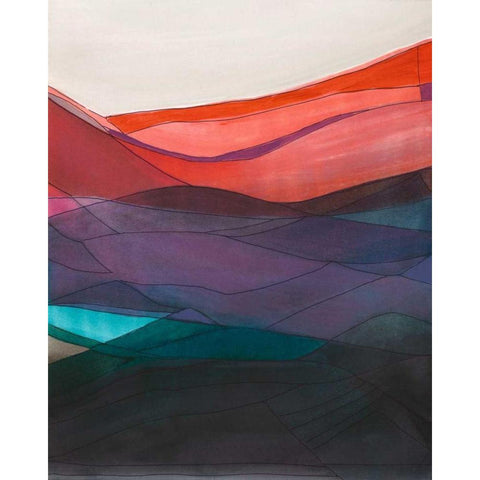 Red Hills II White Modern Wood Framed Art Print by Fuchs, Jodi