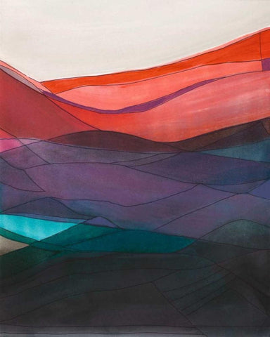 Red Hills II Black Ornate Wood Framed Art Print with Double Matting by Fuchs, Jodi