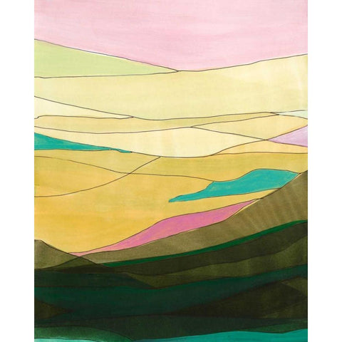 Pink Hills I Black Modern Wood Framed Art Print with Double Matting by Fuchs, Jodi