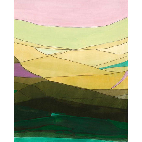 Pink Hills II White Modern Wood Framed Art Print by Fuchs, Jodi