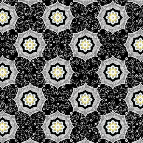 Glamour Medallions I Black Ornate Wood Framed Art Print with Double Matting by Hoffman, Katia