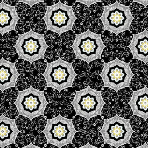 Glamour Medallions I Black Modern Wood Framed Art Print by Hoffman, Katia