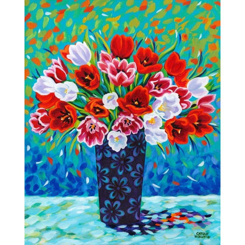 Bouquet Celebration I White Modern Wood Framed Art Print by Vitaletti, Carolee