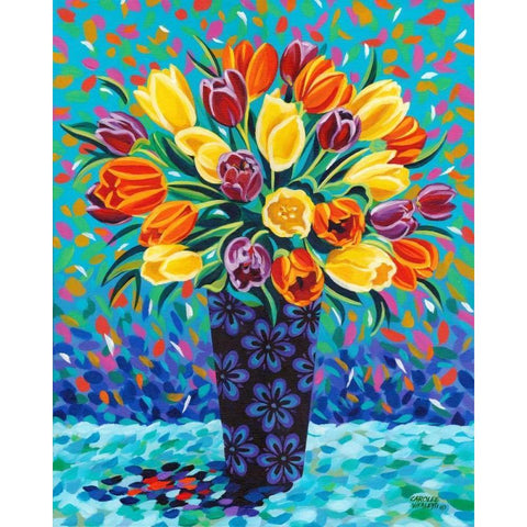 Bouquet Celebration II White Modern Wood Framed Art Print by Vitaletti, Carolee