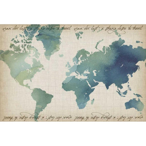 Watercolor World Map White Modern Wood Framed Art Print by Popp, Grace