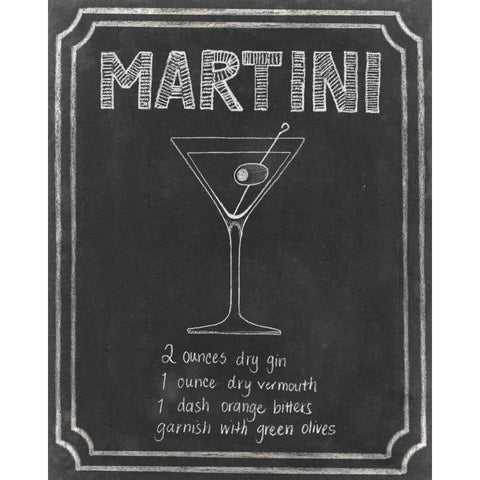 Chalkboard Cocktails III Black Modern Wood Framed Art Print with Double Matting by Popp, Grace