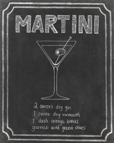 Chalkboard Cocktails III White Modern Wood Framed Art Print with Double Matting by Popp, Grace