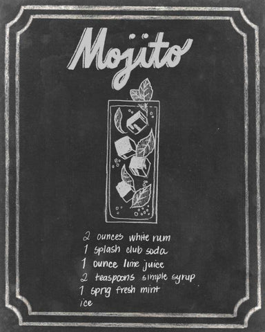 Chalkboard Cocktails V Black Ornate Wood Framed Art Print with Double Matting by Popp, Grace