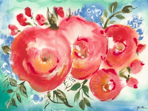 Bed of Roses I White Modern Wood Framed Art Print with Double Matting by Minasian, Julia