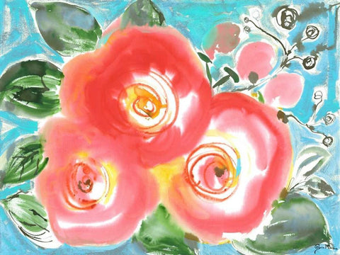 Bed of Roses II White Modern Wood Framed Art Print with Double Matting by Minasian, Julia