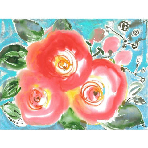 Bed of Roses II Gold Ornate Wood Framed Art Print with Double Matting by Minasian, Julia
