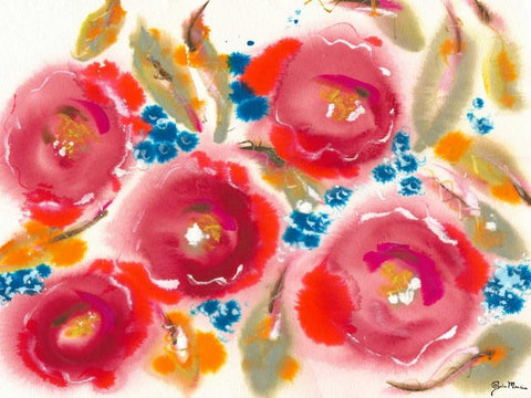 Bed of Roses III White Modern Wood Framed Art Print with Double Matting by Minasian, Julia