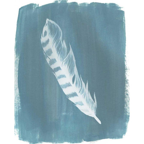 Feathers on Dusty Teal IV Black Modern Wood Framed Art Print by Popp, Grace