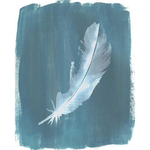 Feathers on Dusty Teal V Black Modern Wood Framed Art Print with Double Matting by Popp, Grace