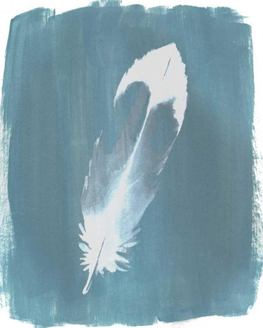 Feathers on Dusty Teal VII White Modern Wood Framed Art Print with Double Matting by Popp, Grace