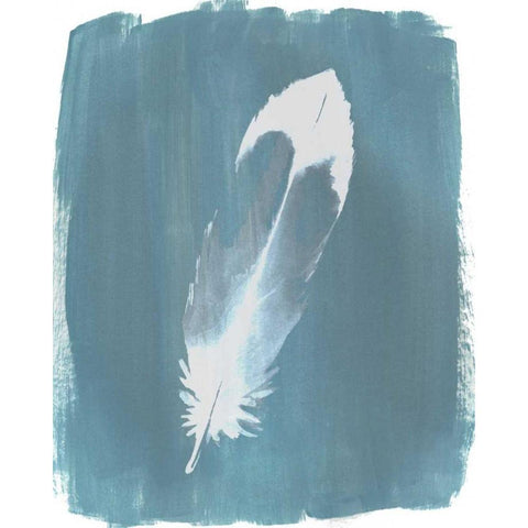 Feathers on Dusty Teal VII White Modern Wood Framed Art Print by Popp, Grace