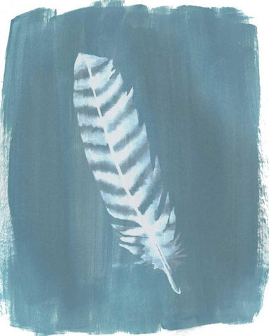 Feathers on Dusty Teal VIII White Modern Wood Framed Art Print with Double Matting by Popp, Grace