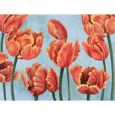 Ruby Tulips I Black Modern Wood Framed Art Print with Double Matting by Popp, Grace