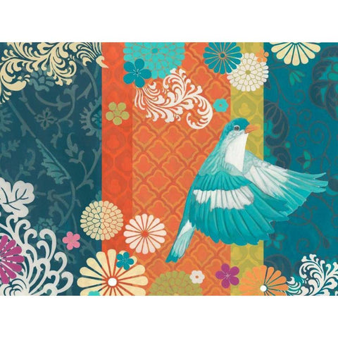 Floral Flight I Black Modern Wood Framed Art Print with Double Matting by Vess, June Erica
