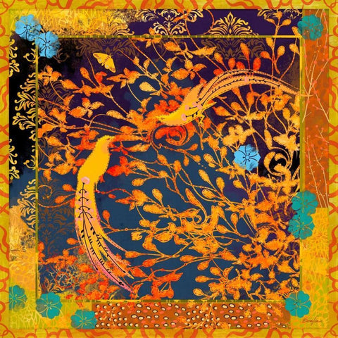 La Boheme Tapisserie I Gold Ornate Wood Framed Art Print with Double Matting by Evelia Designs