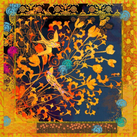 La Boheme Tapisserie II Black Modern Wood Framed Art Print by Evelia Designs