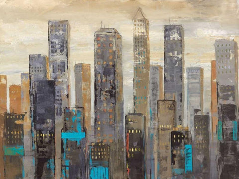 Urban Lights I White Modern Wood Framed Art Print with Double Matting by Joy, Julie