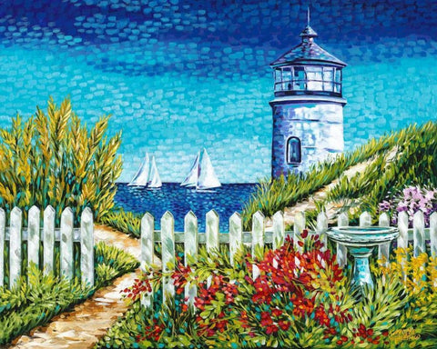 Lighthouse Retreat I White Modern Wood Framed Art Print with Double Matting by Vitaletti, Carolee