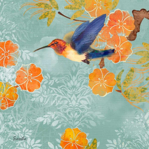 Blue Aurora I White Modern Wood Framed Art Print by Evelia Designs