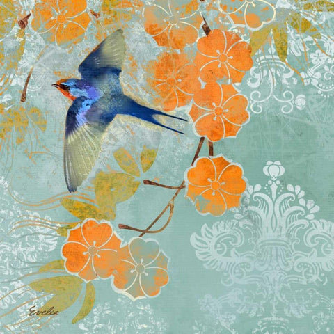 Blue Aurora II Gold Ornate Wood Framed Art Print with Double Matting by Evelia Designs