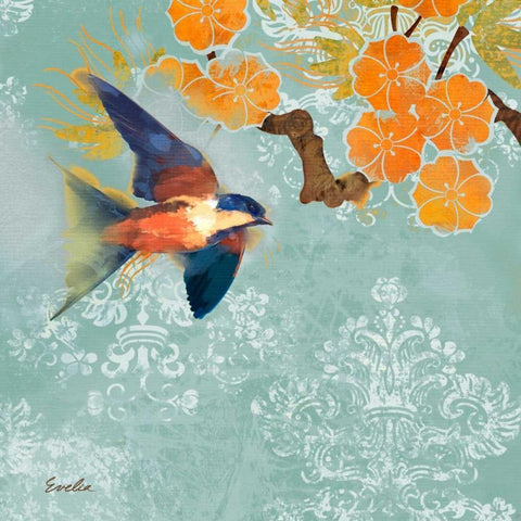 Blue Aurora III White Modern Wood Framed Art Print by Evelia Designs