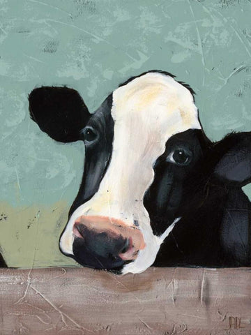 Holstein Cow III White Modern Wood Framed Art Print with Double Matting by Reynolds, Jade