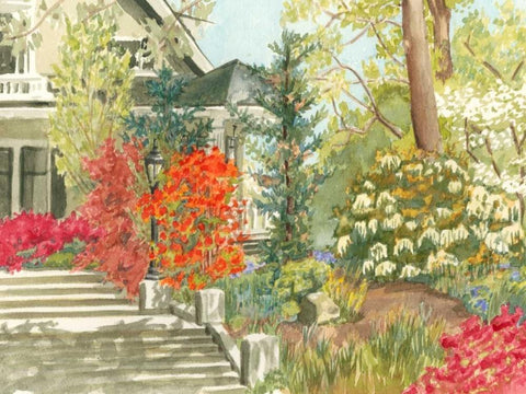 Plein Air Garden I White Modern Wood Framed Art Print with Double Matting by Miller, Dianne