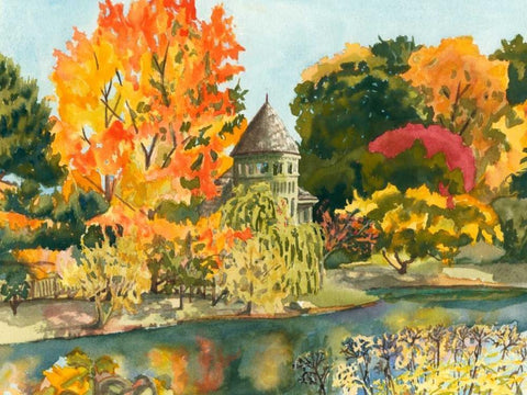 Plein Air Garden II White Modern Wood Framed Art Print with Double Matting by Miller, Dianne