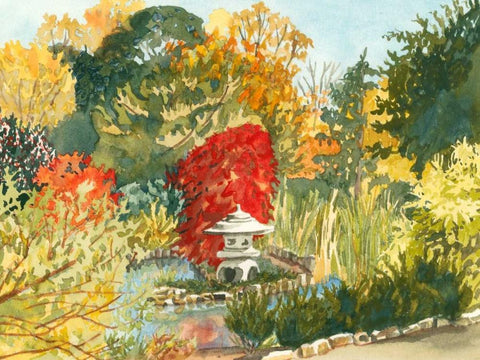 Plein Air Garden III White Modern Wood Framed Art Print with Double Matting by Miller, Dianne