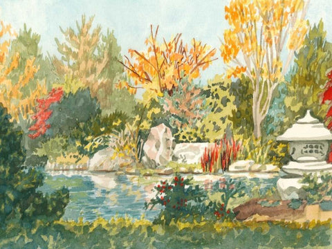 Plein Air Garden IV White Modern Wood Framed Art Print with Double Matting by Miller, Dianne