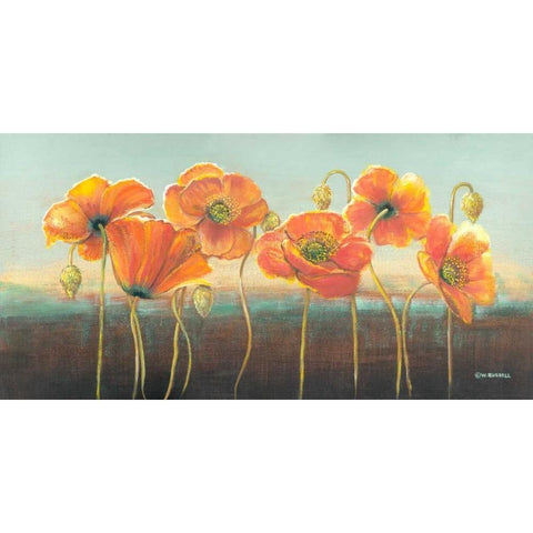 Poppy Tops III Black Modern Wood Framed Art Print by Russell, Wendy