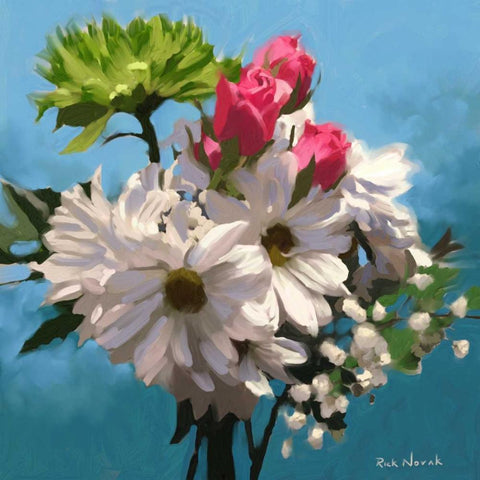 Still Floral I Black Modern Wood Framed Art Print with Double Matting by Novak, Rick