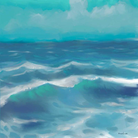 Ocean Waves II Black Modern Wood Framed Art Print by Novak, Rick
