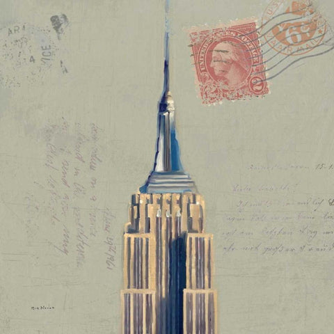 Postage Skyscraper II Black Modern Wood Framed Art Print with Double Matting by Novak, Rick