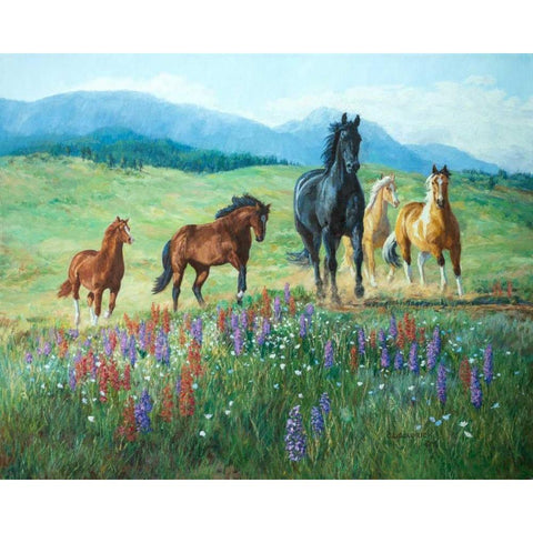 Wildflower Trail Black Modern Wood Framed Art Print with Double Matting by Goldrick, Claire