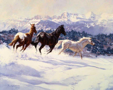 Winter Spirits Black Ornate Wood Framed Art Print with Double Matting by Goldrick, Claire