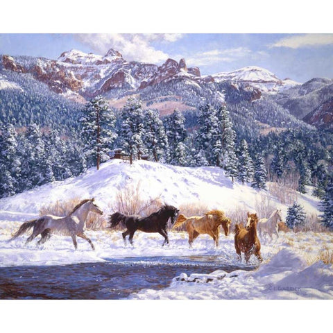 Winter Enchantment Gold Ornate Wood Framed Art Print with Double Matting by Goldrick, Claire
