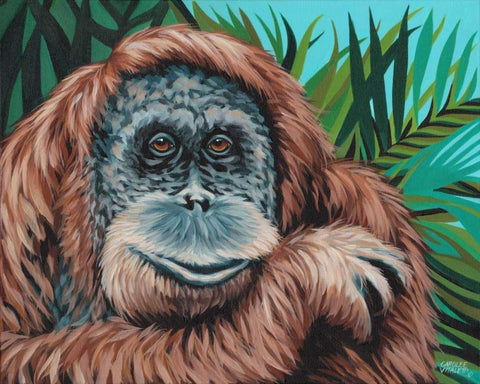 Jungle Monkey I White Modern Wood Framed Art Print with Double Matting by Vitaletti, Carolee