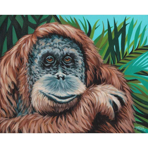 Jungle Monkey I Black Modern Wood Framed Art Print by Vitaletti, Carolee